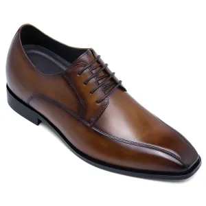 7 CM/2.76 Inches CMR CHAMARIPA Height Boosting Brown Derby Shoes for Men - Hidden Height Increase