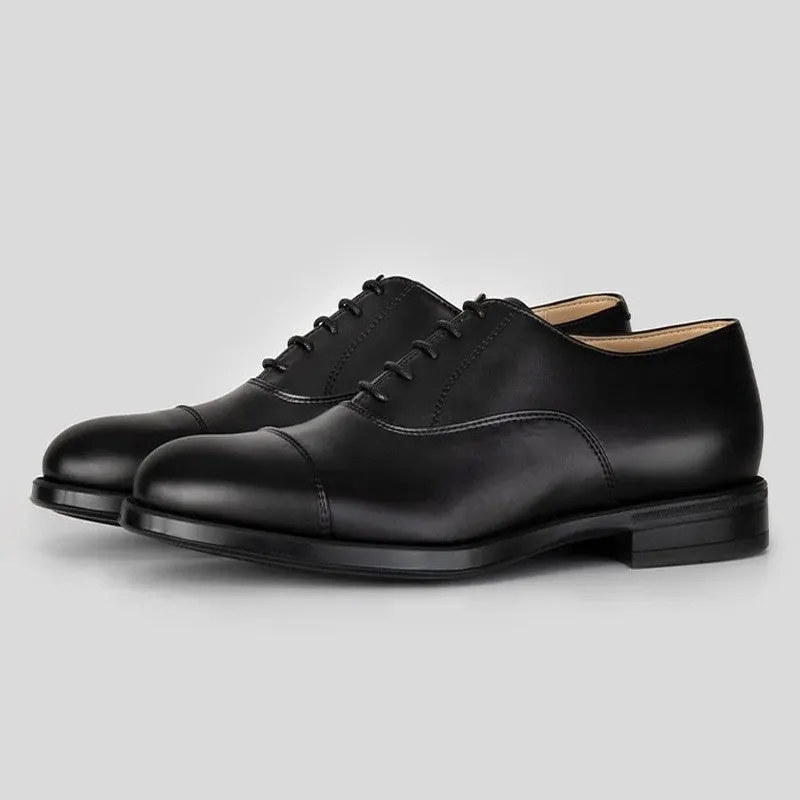 7 CM/2.76 Inches CMR CHAMARIPA Men's Classic Black Vegan Leather Oxford Shoes