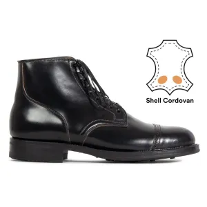 7CM/2.76 Inches CMR CHAMARIPA Men’s Height Increasing Boots - Black Shell Cordovan Leather Brogue Cap Toe Boots