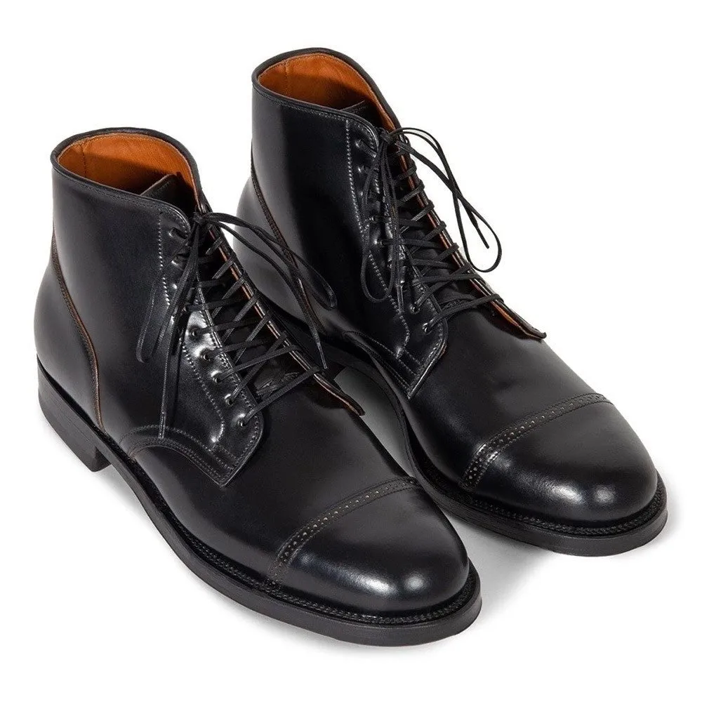 7CM/2.76 Inches CMR CHAMARIPA Men’s Height Increasing Boots - Black Shell Cordovan Leather Brogue Cap Toe Boots