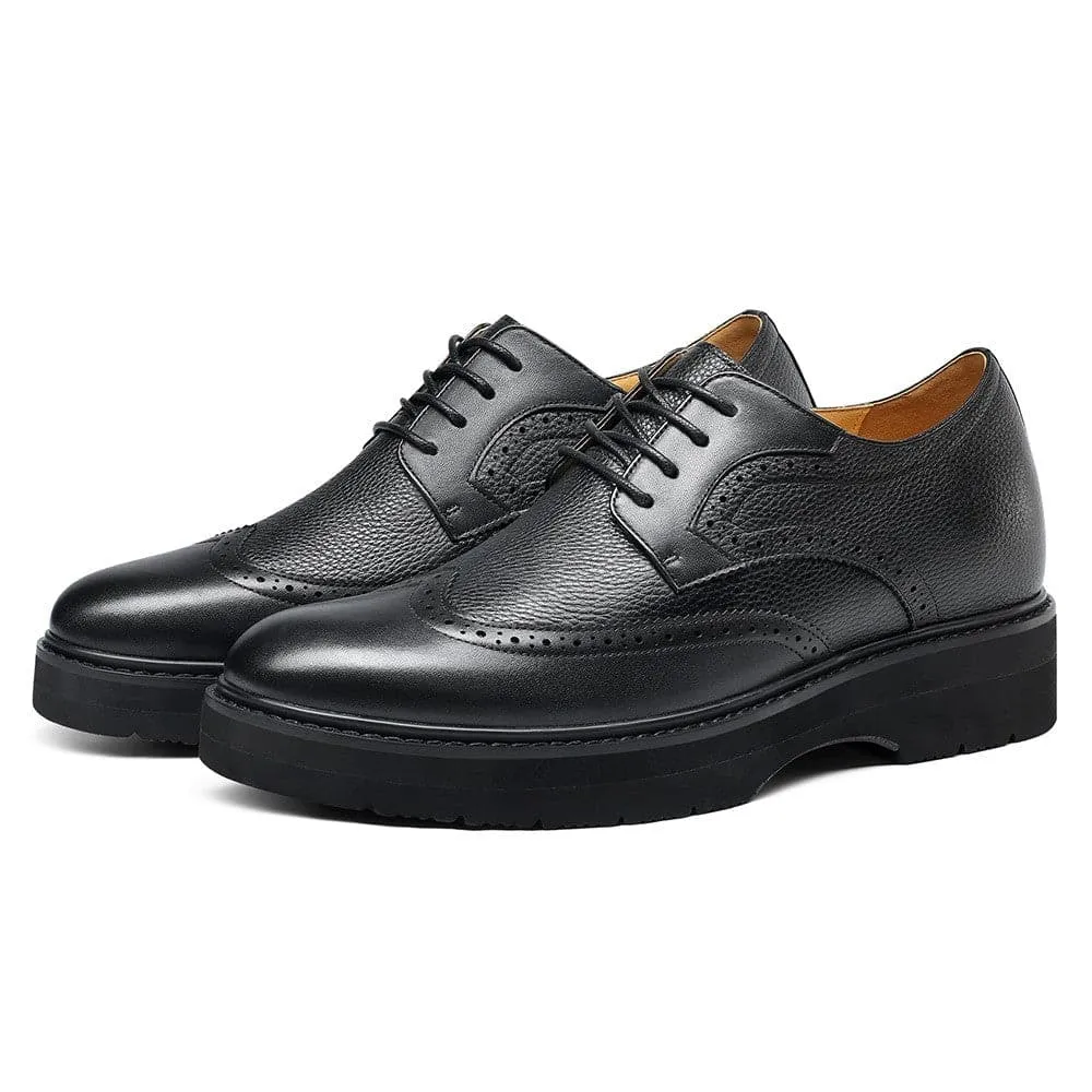 8 CM / 3.15 Inches CMR CHAMARIPA Elevator Shoes - Elevate Your Height and Style with Tall Men's Shoes - Black Brogue Derby Shoes