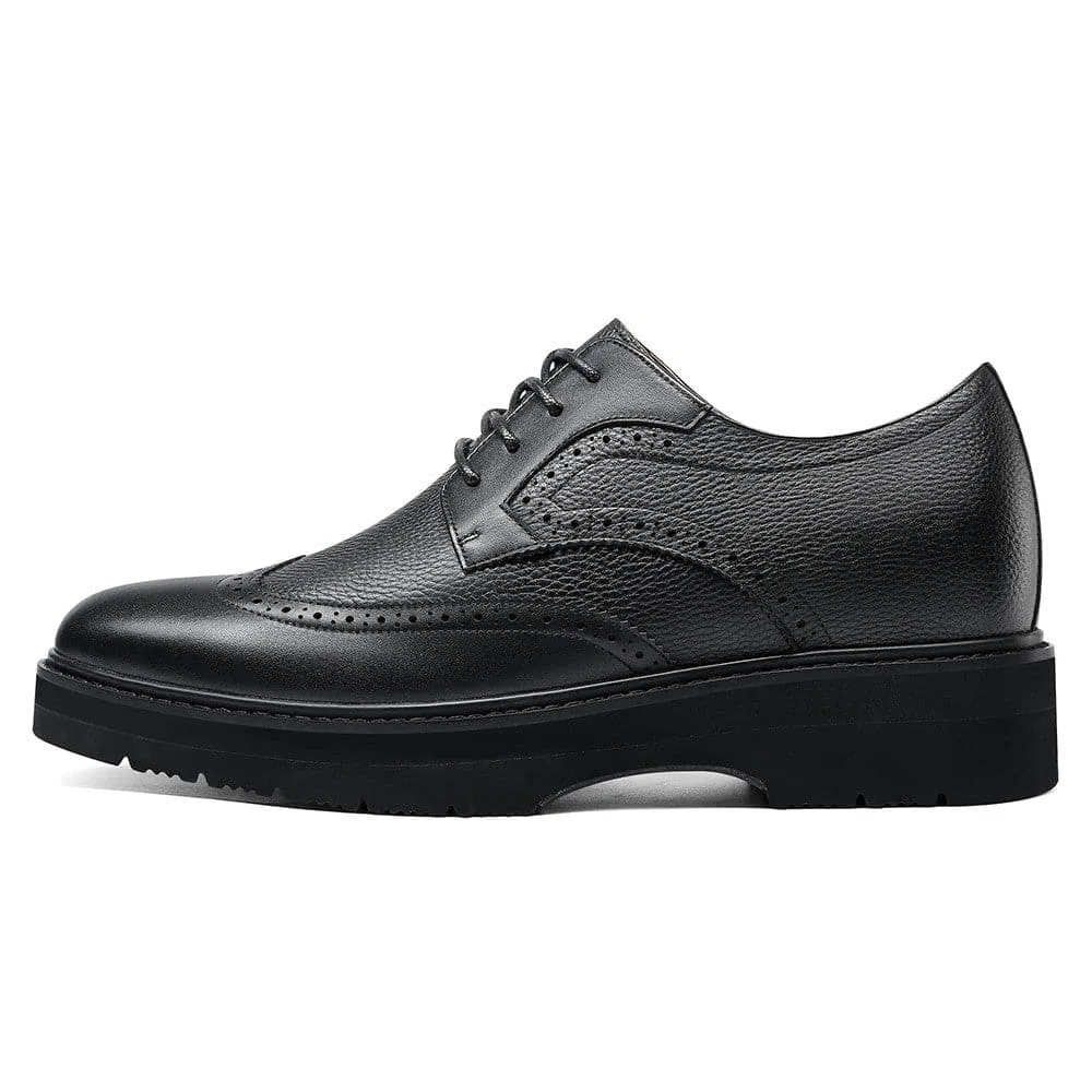 8 CM / 3.15 Inches CMR CHAMARIPA Elevator Shoes - Elevate Your Height and Style with Tall Men's Shoes - Black Brogue Derby Shoes