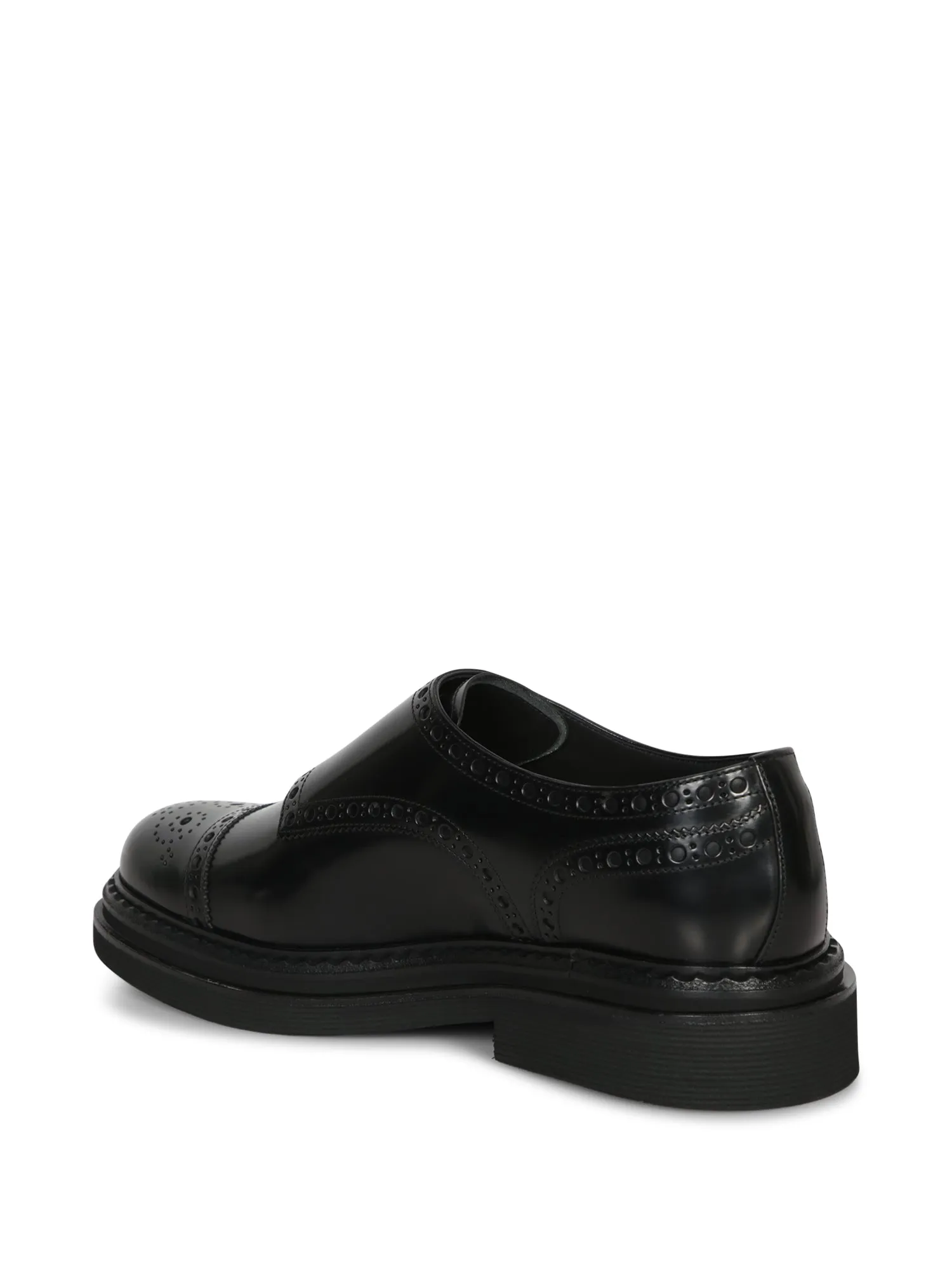 Black Leather Monk-Strap Shoes