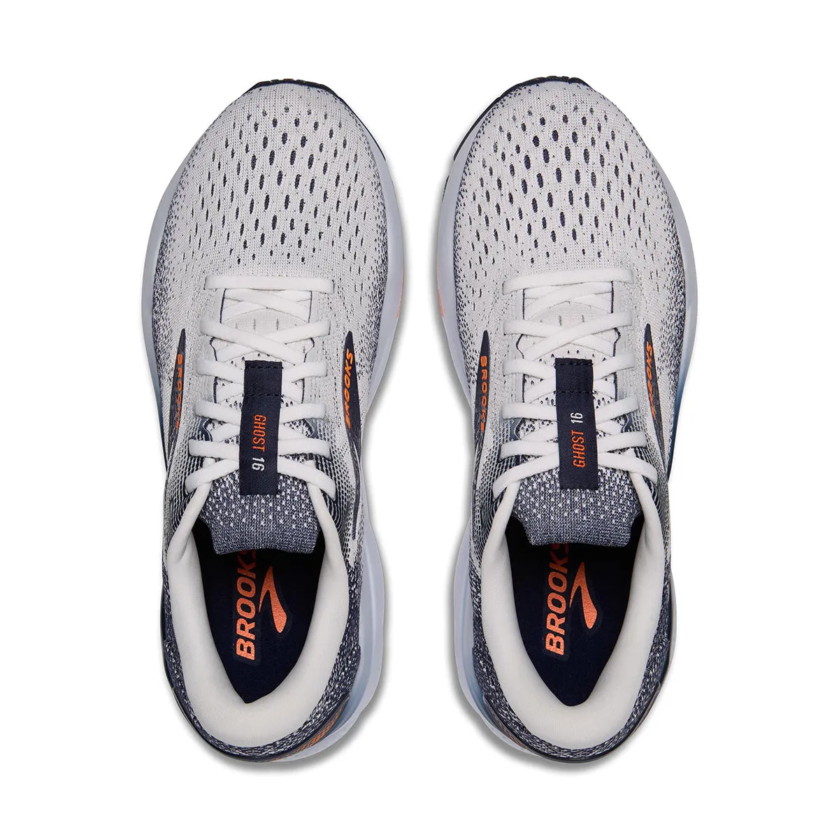 Brooks Ghost 16 Mens | White/peacoat/orange