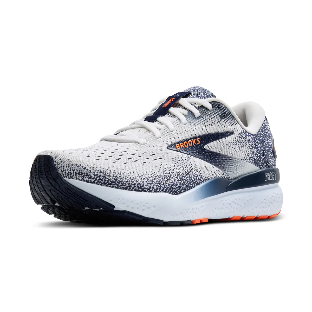 Brooks Ghost 16 Mens | White/peacoat/orange