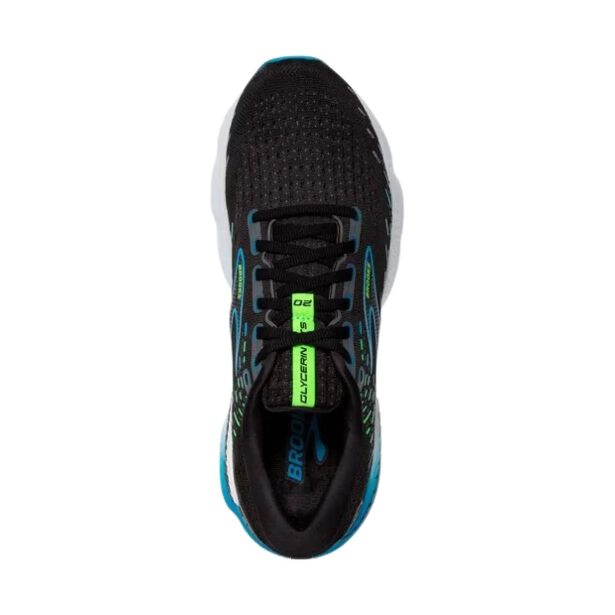 Brooks Men's Glycerin GTS 20 Road Running Shoes - Black/Hawaiian Ocean/Green