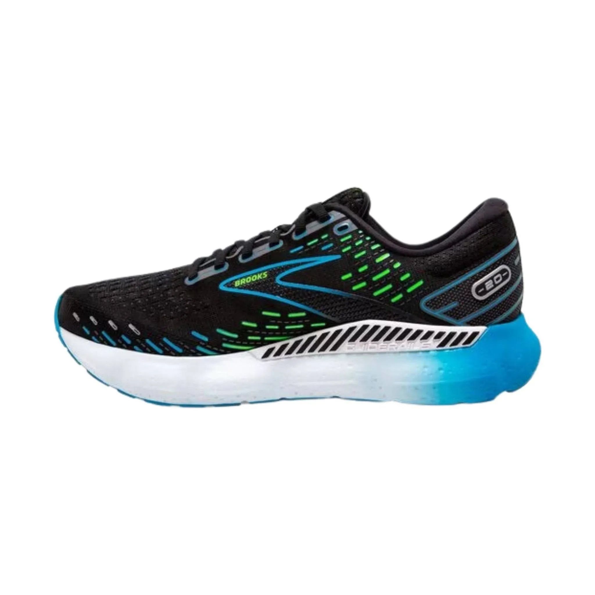 Brooks Men's Glycerin GTS 20 Road Running Shoes - Black/Hawaiian Ocean/Green