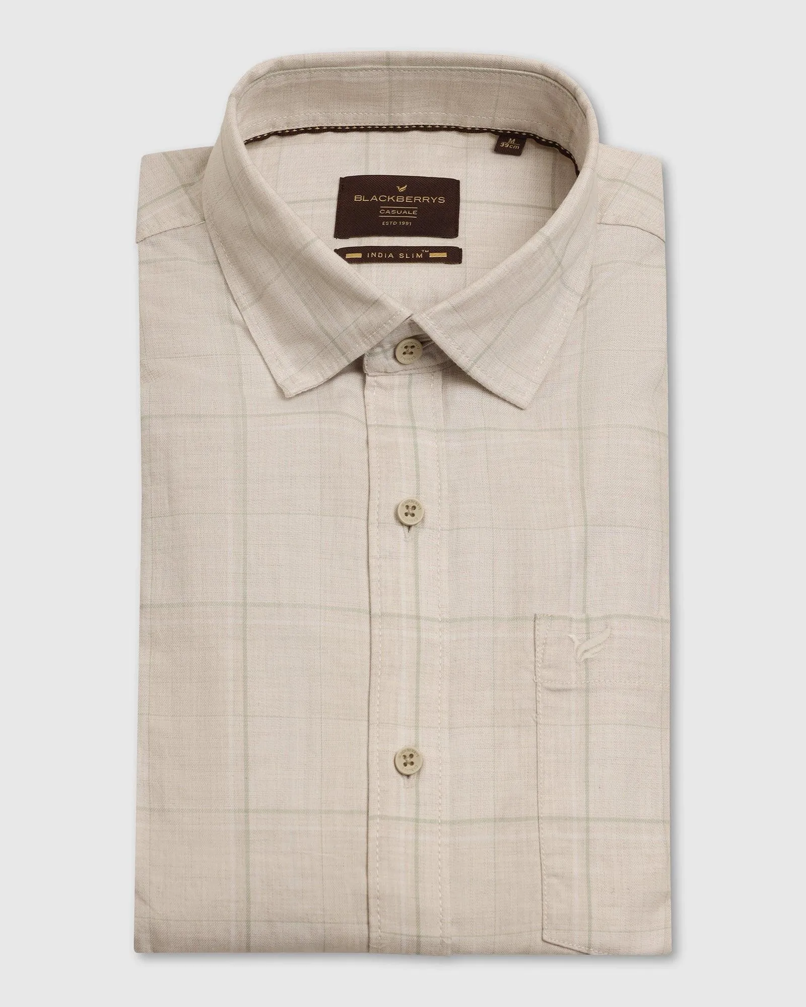 Casual Beige Check Shirt - Bailey