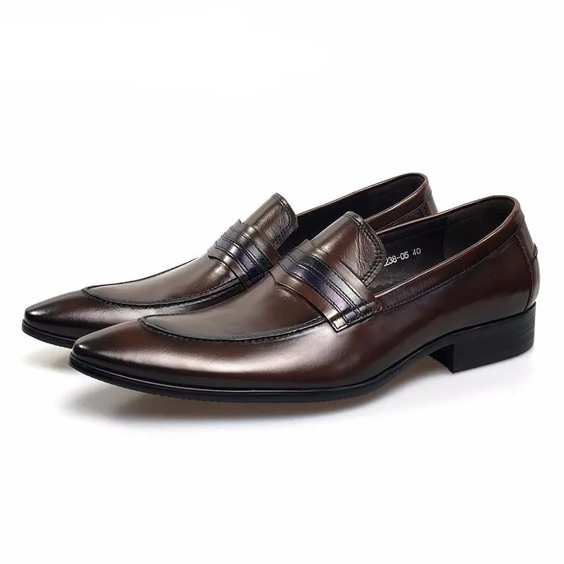 Dark Brown Italian Classic Style Men Loafer Shoes