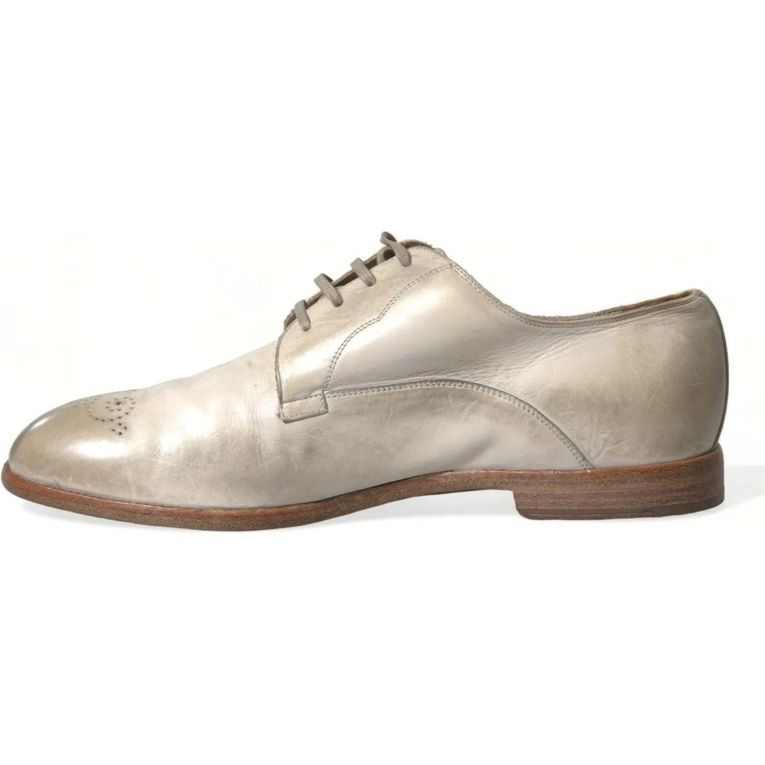 Dolce & Gabbana Elegant White Calfskin Derby Shoes