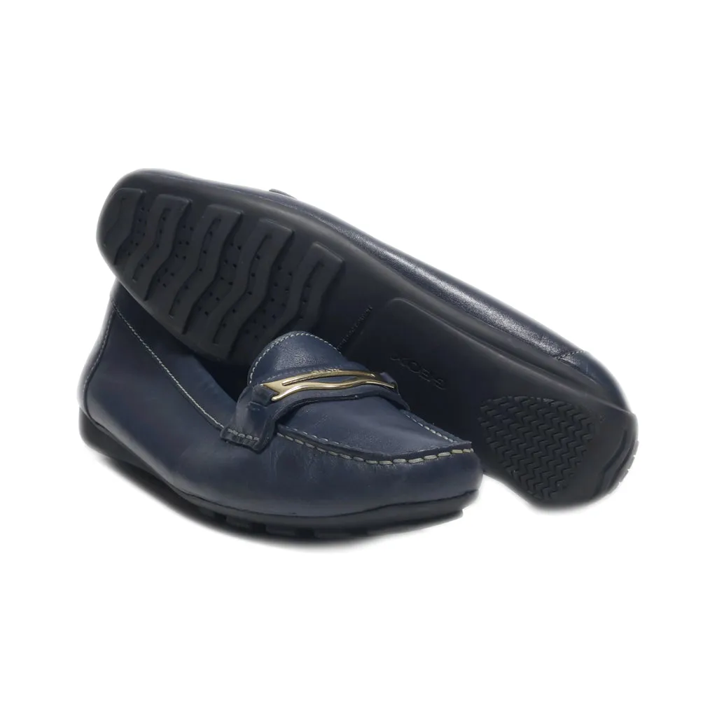 Geox Loafers Leather Blue Colour For Women