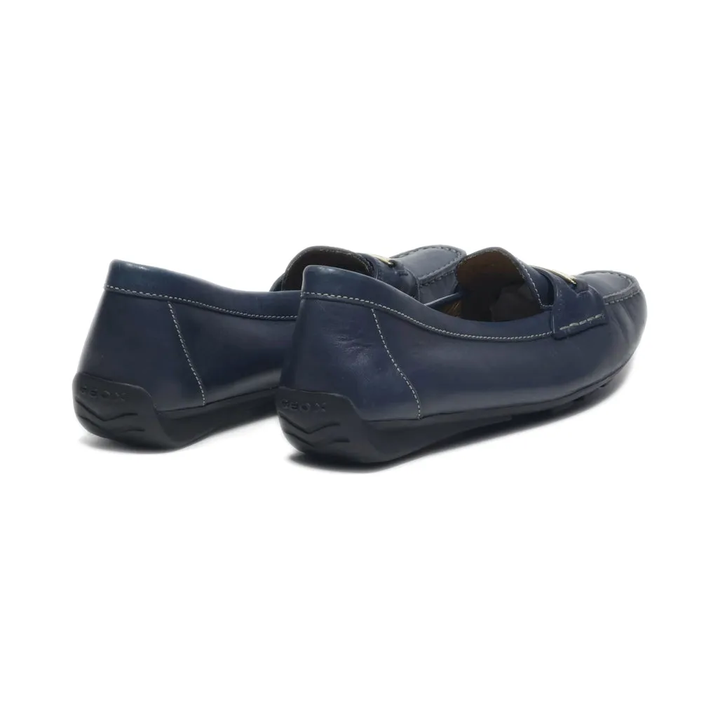 Geox Loafers Leather Blue Colour For Women