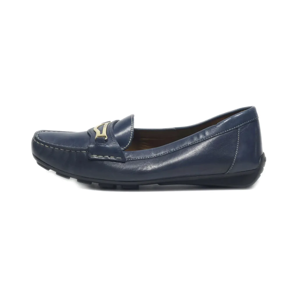 Geox Loafers Leather Blue Colour For Women