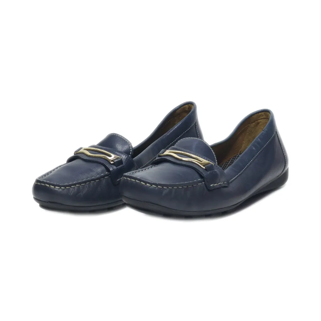 Geox Loafers Leather Blue Colour For Women