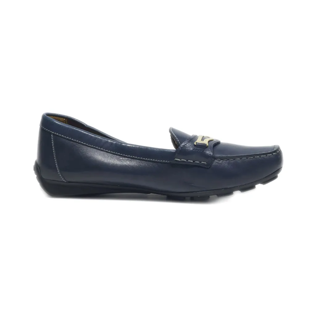 Geox Loafers Leather Blue Colour For Women