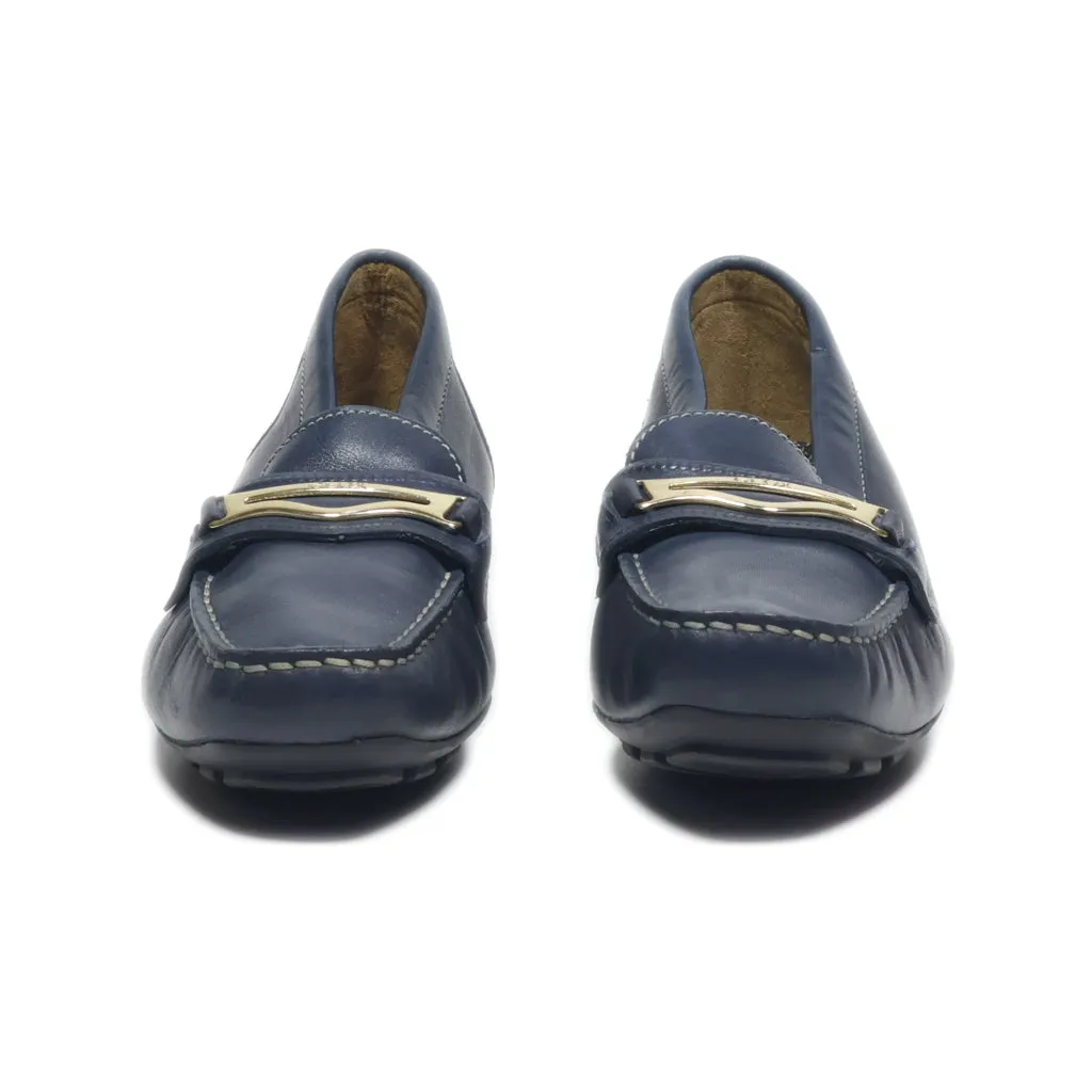 Geox Loafers Leather Blue Colour For Women