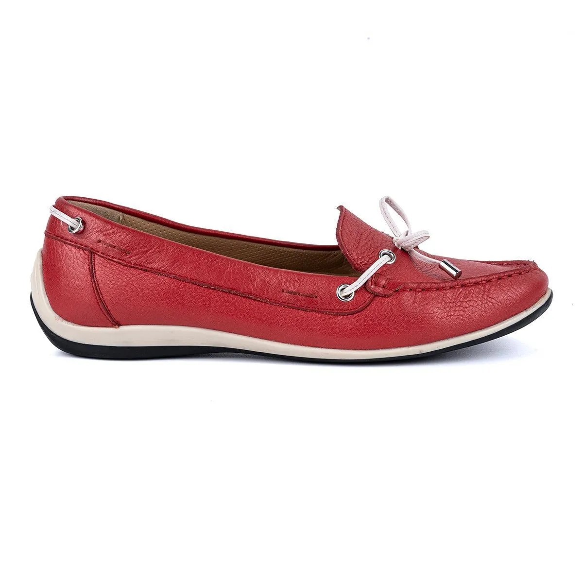 Geox Respira Casual Loafers Leather Red Colour For Women