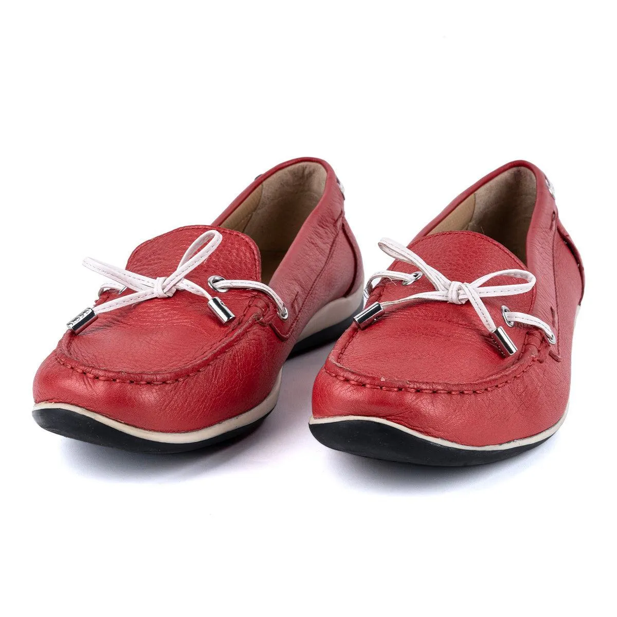 Geox Respira Casual Loafers Leather Red Colour For Women