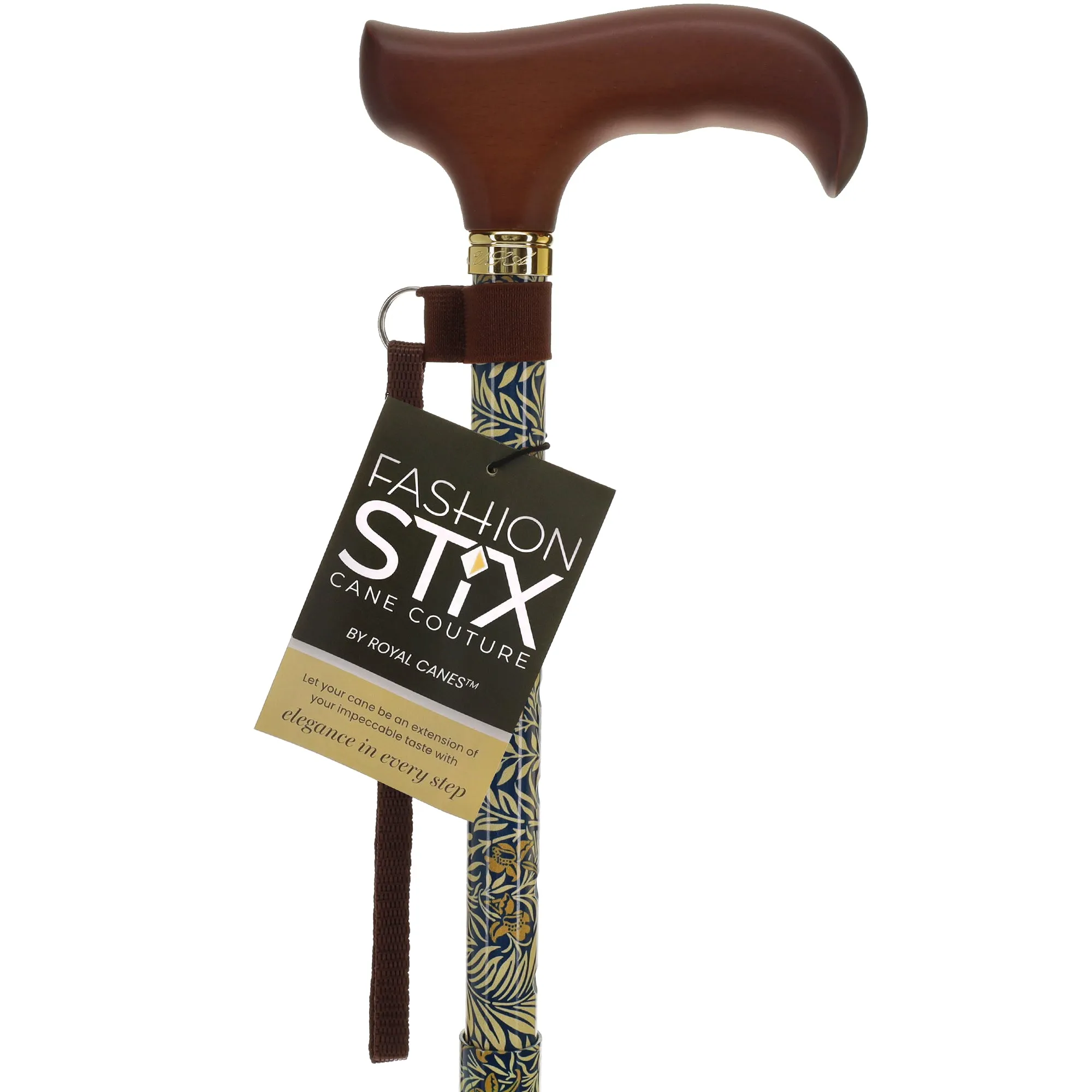 Golden Petals FashionStix: Foldable Wood Derby Walking Cane