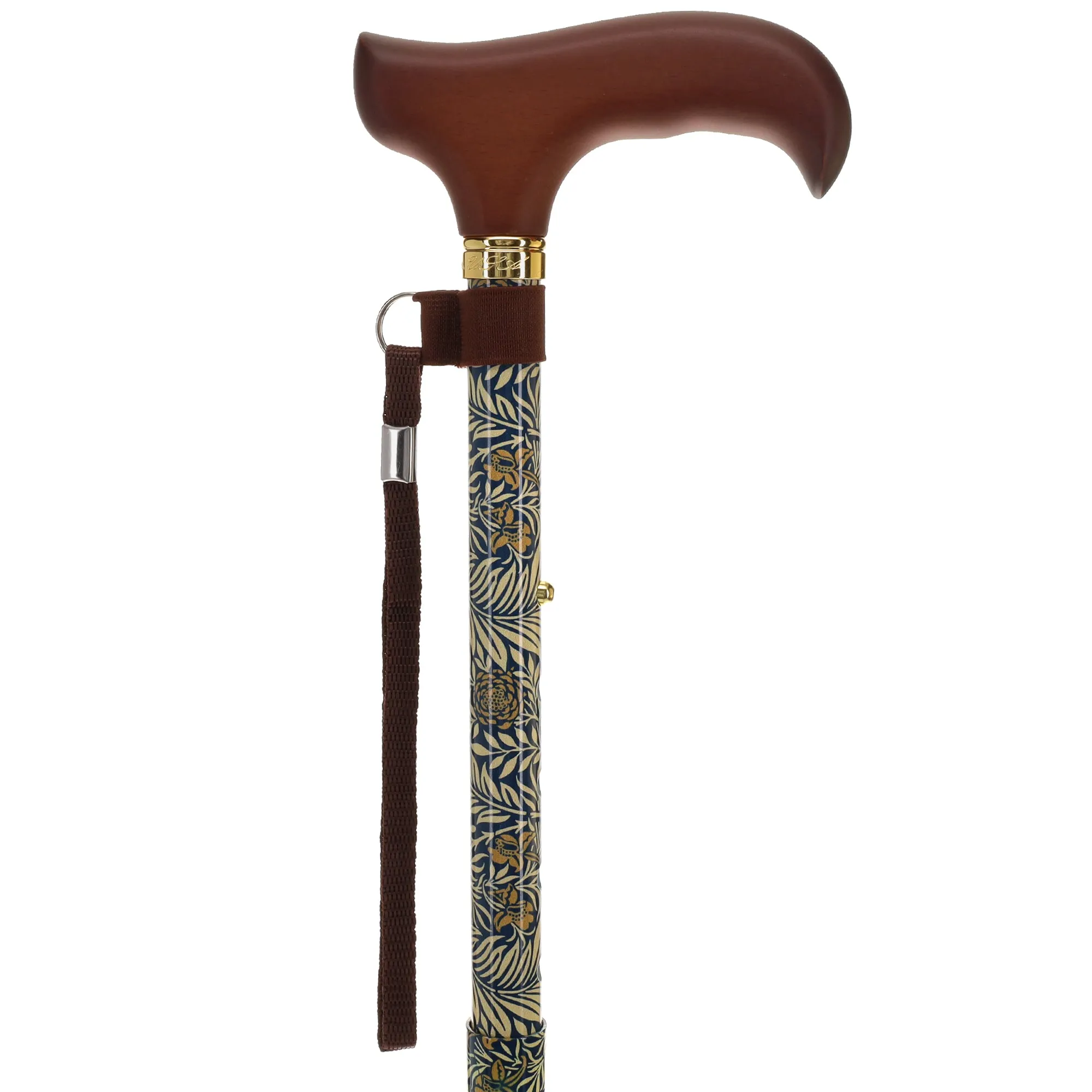 Golden Petals FashionStix: Foldable Wood Derby Walking Cane