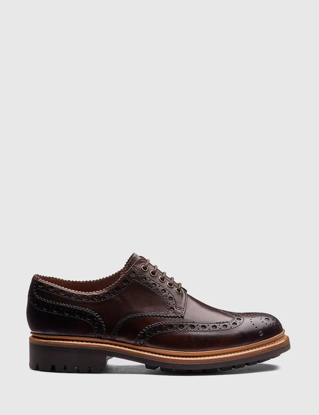 Grenson Archie Brogue Shoes - Dark Brown