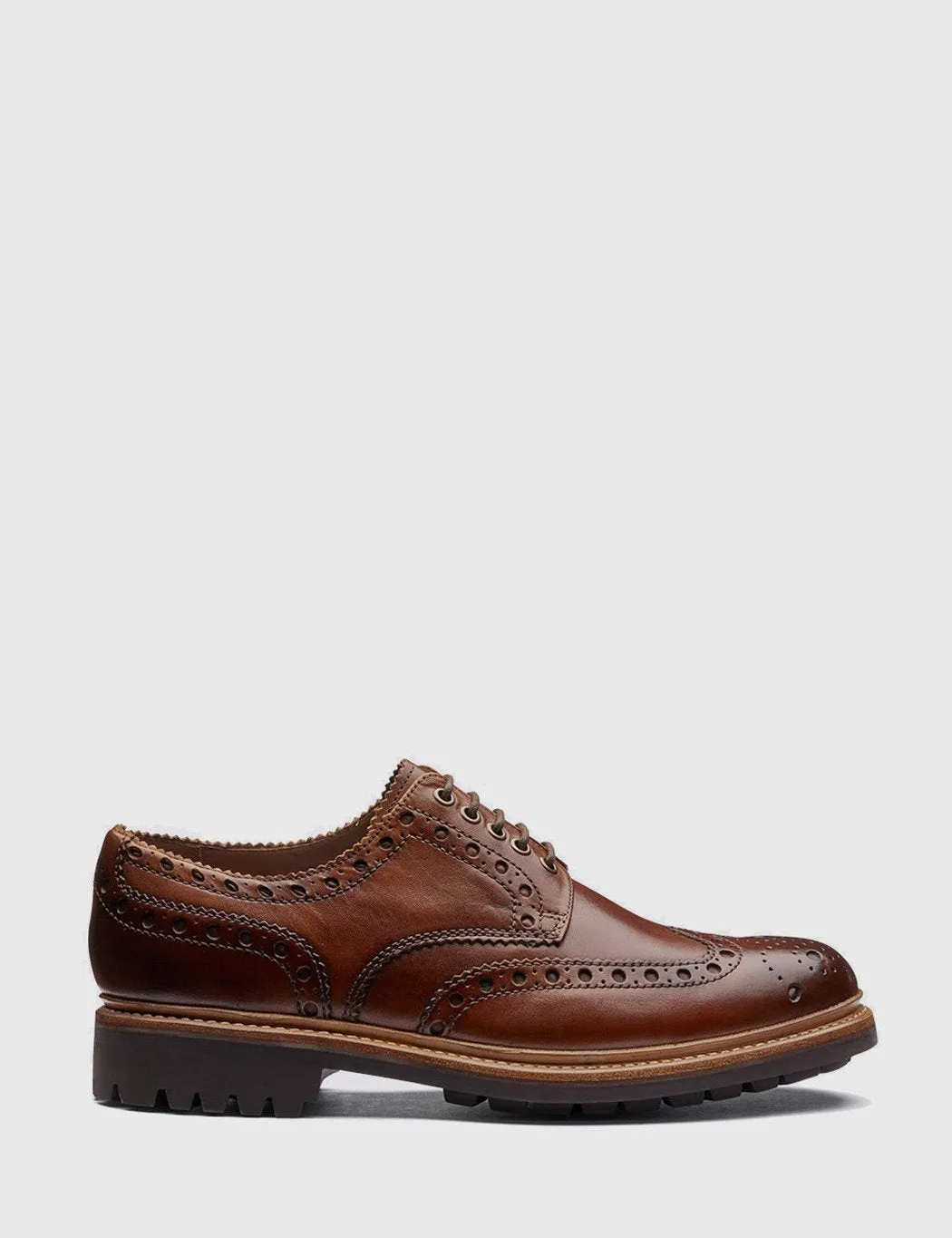 Grenson Archie Brogue Shoes - Tan