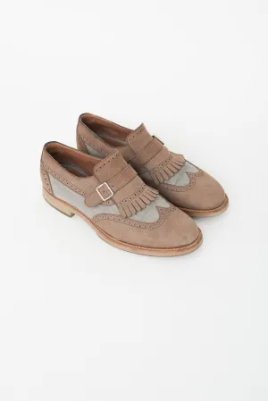 Grey & Brown Fringe Loafer