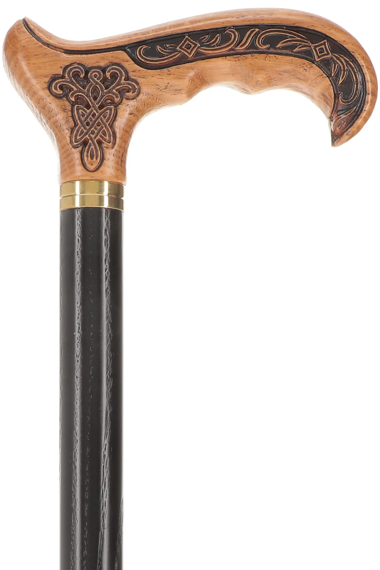 Handcarved Celtic Art : Oak Wood Cane Derby Handle