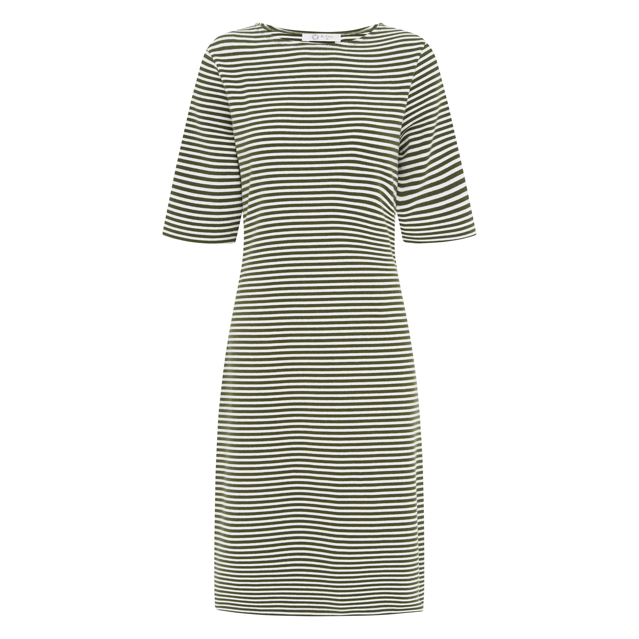 L'Été Olive and White Stripe Summer Dress