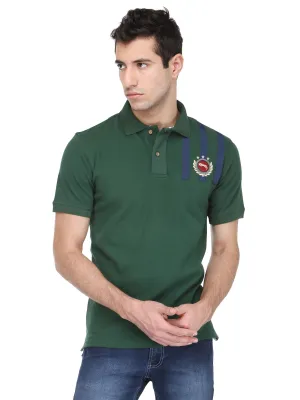 Men Hunter Green Cotton & Spandex T-Shirt