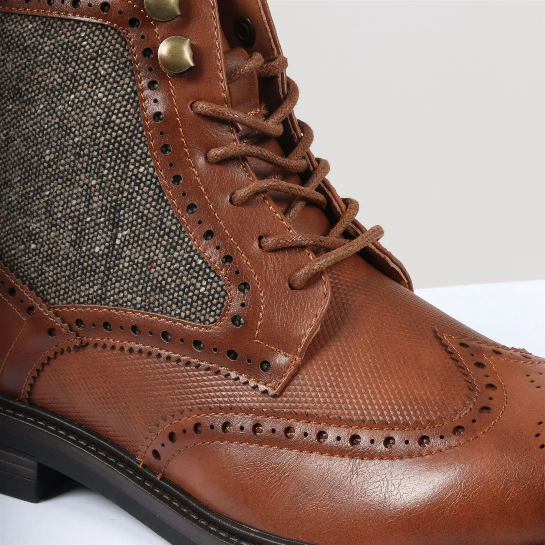 Men's Brogue Boots Lace Up Smart Formal Ankle Boot