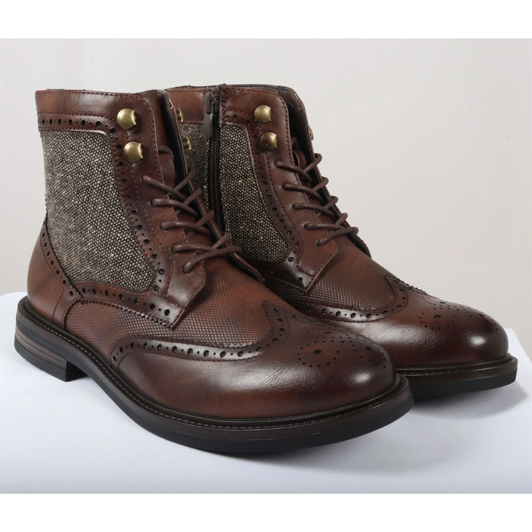 Men's Brogue Boots Lace Up Smart Formal Ankle Boot