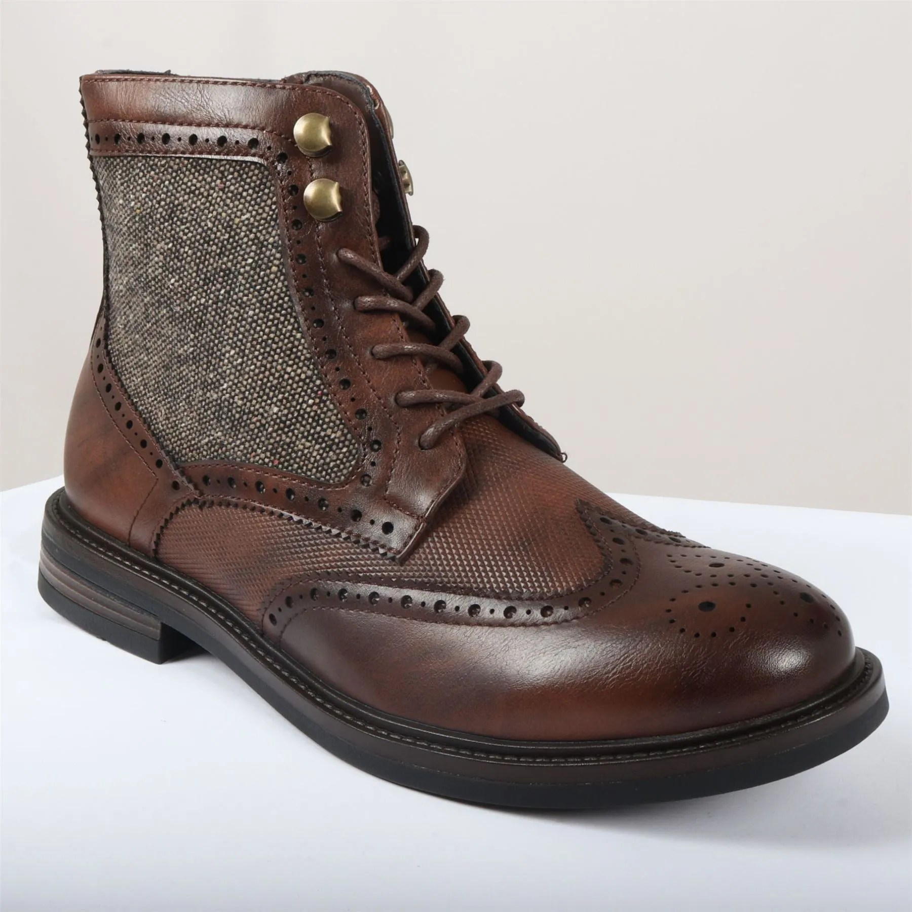 Men's Brogue Boots Lace Up Smart Formal Ankle Boot