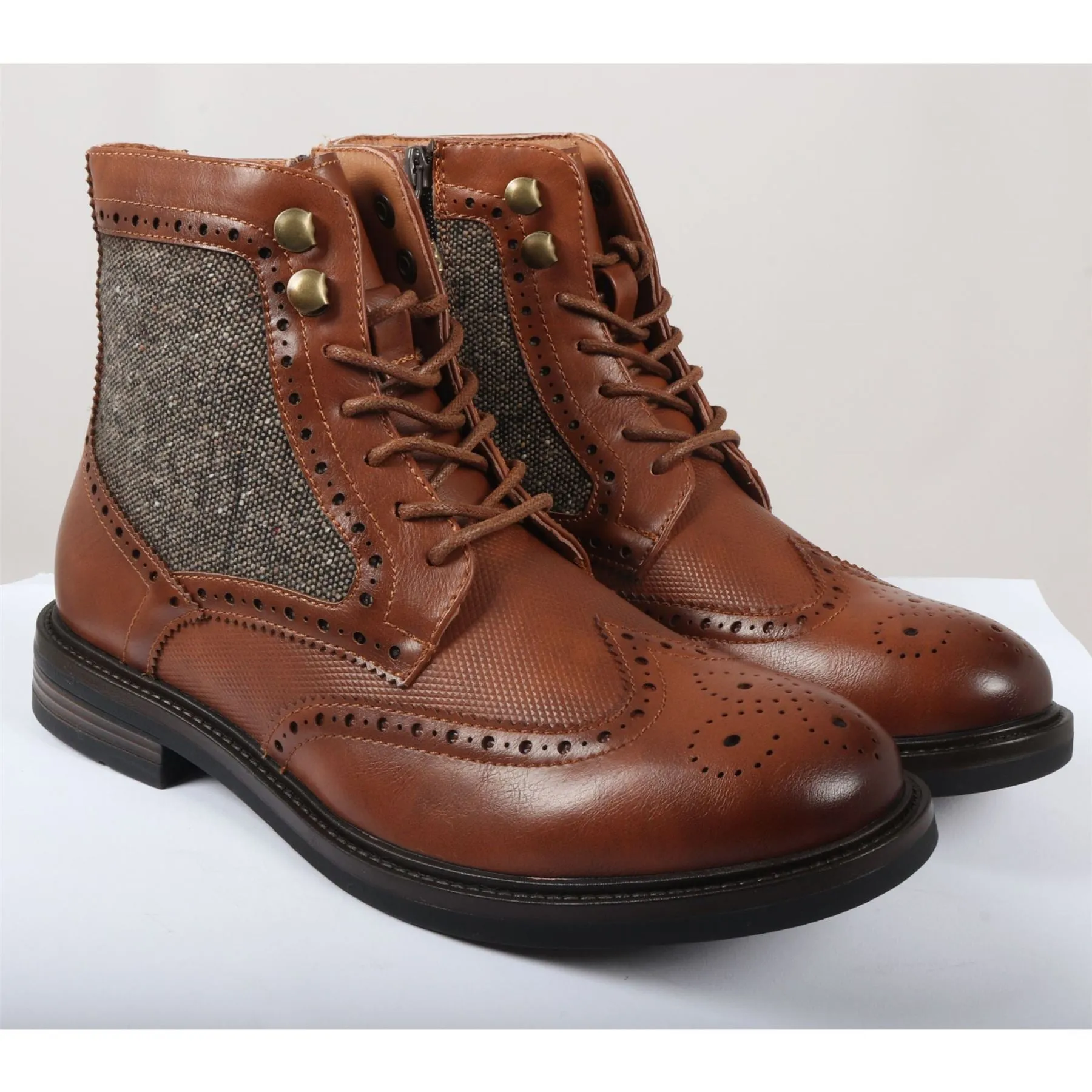 Men's Brogue Boots Lace Up Smart Formal Ankle Boot