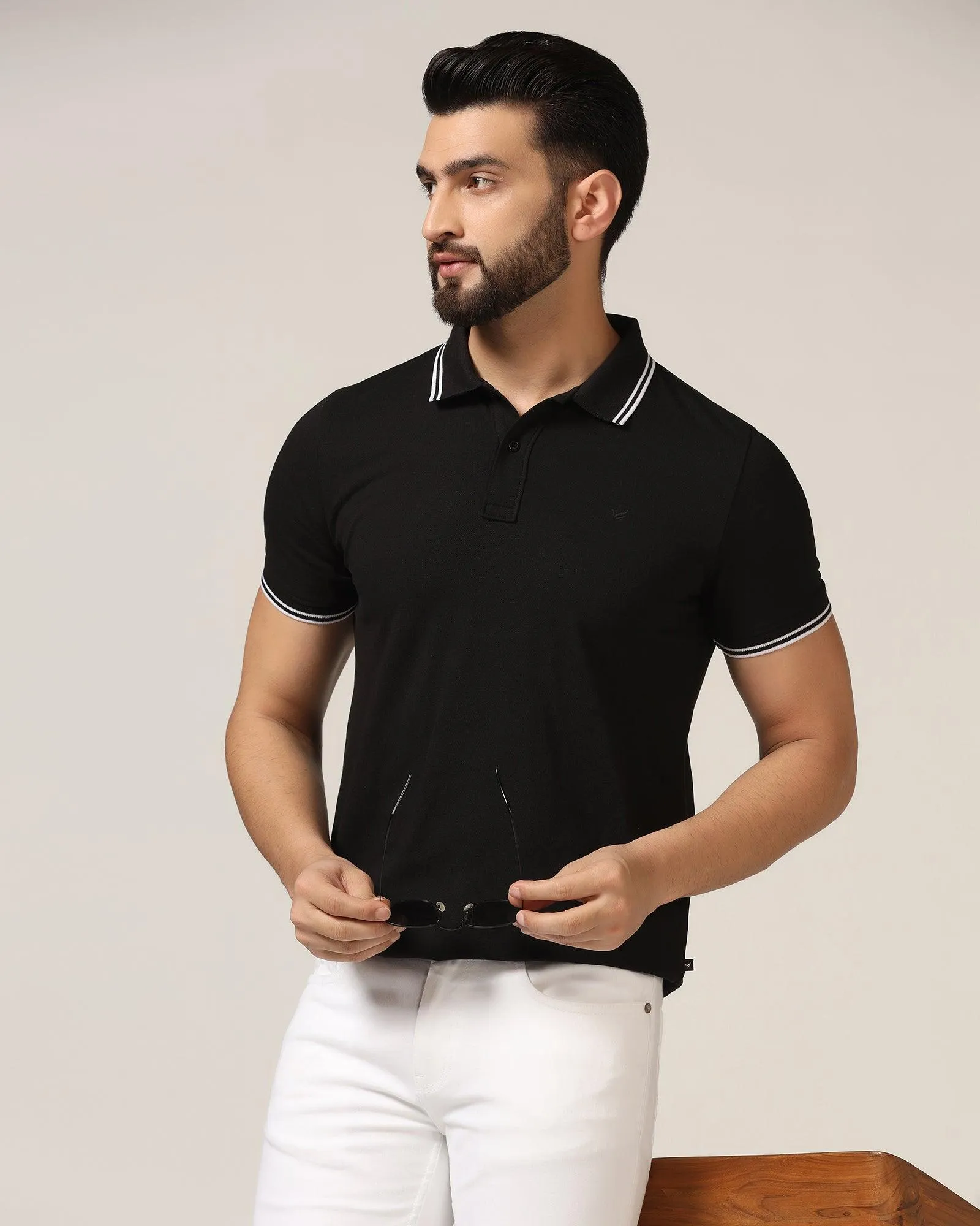 Polo Black Solid T-Shirt - Fifa