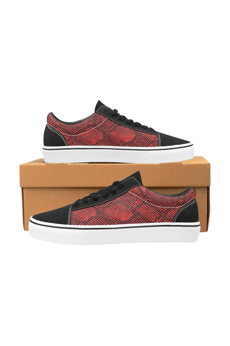 Red Snakeskin Women's Low Top Skateboarding Shoes