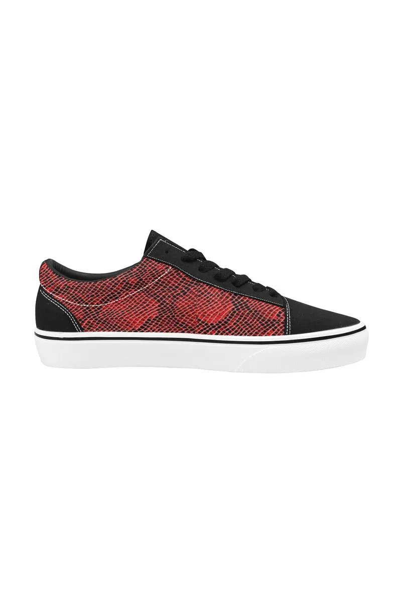 Red Snakeskin Women's Low Top Skateboarding Shoes