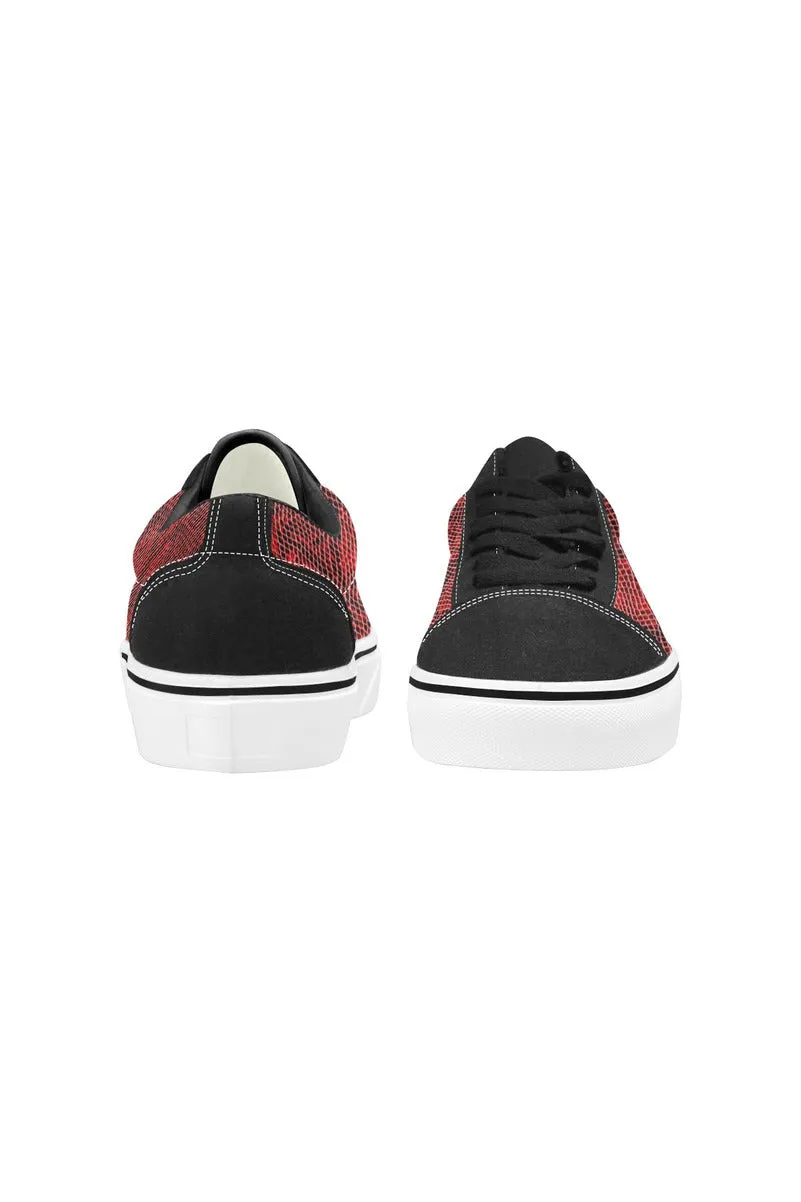 Red Snakeskin Women's Low Top Skateboarding Shoes