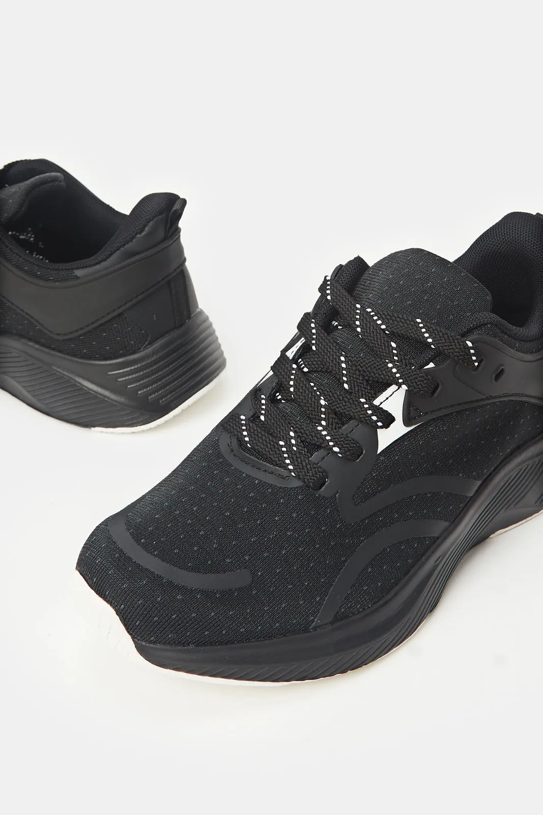 Women Black Textured Trainers