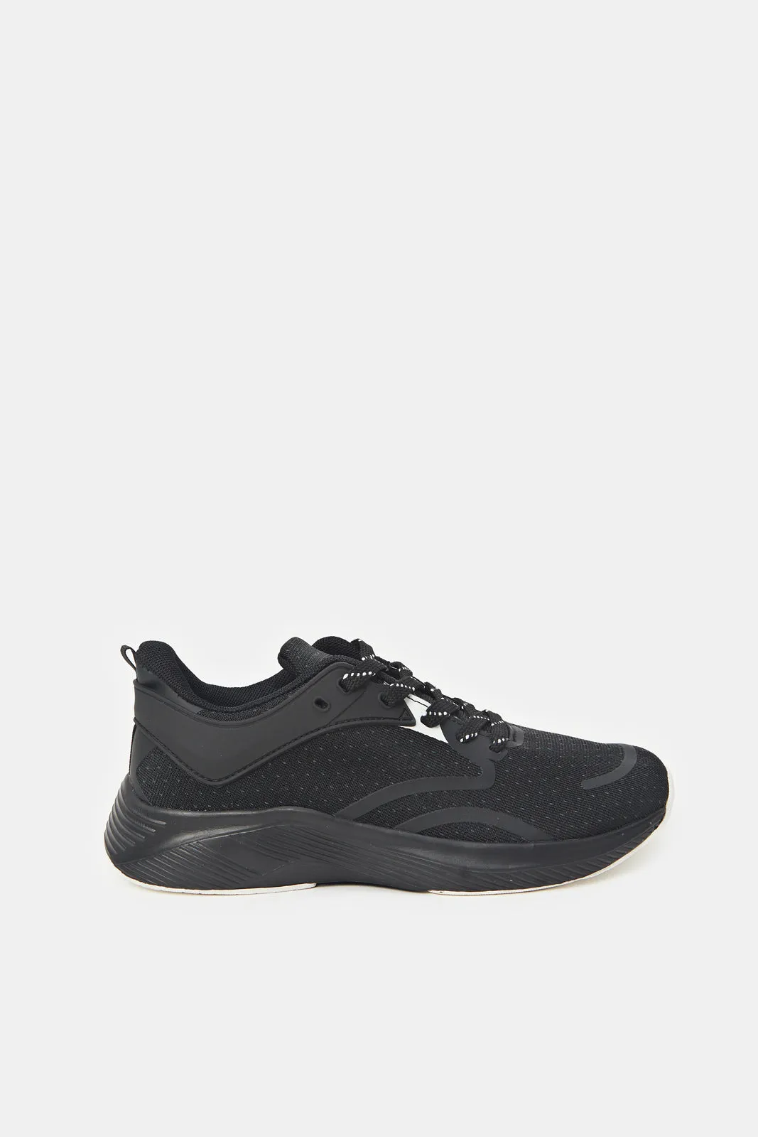 Women Black Textured Trainers