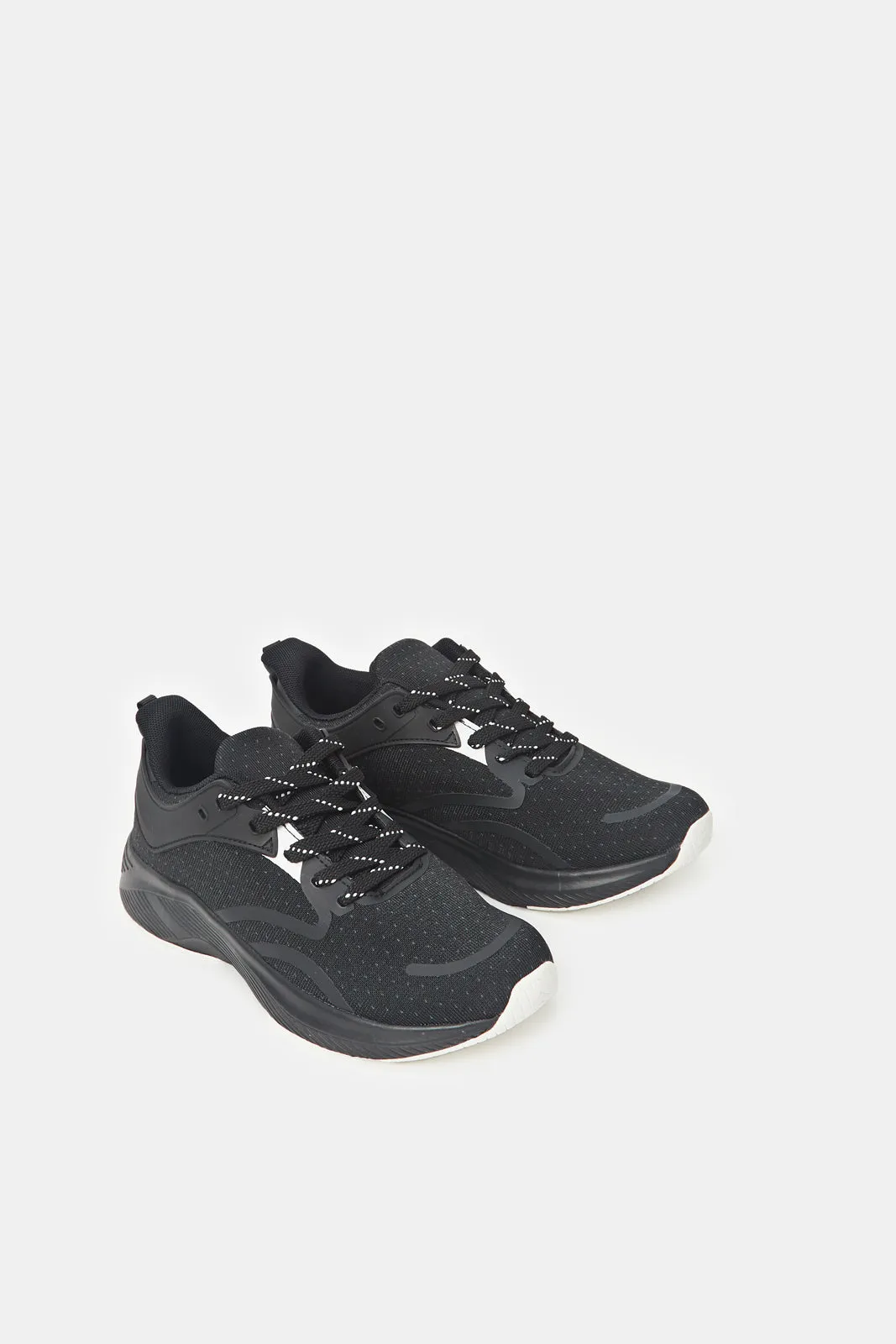 Women Black Textured Trainers