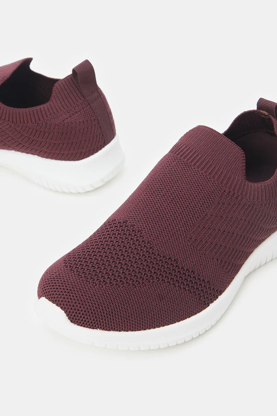 Women Burgundy Slip On Sneakers