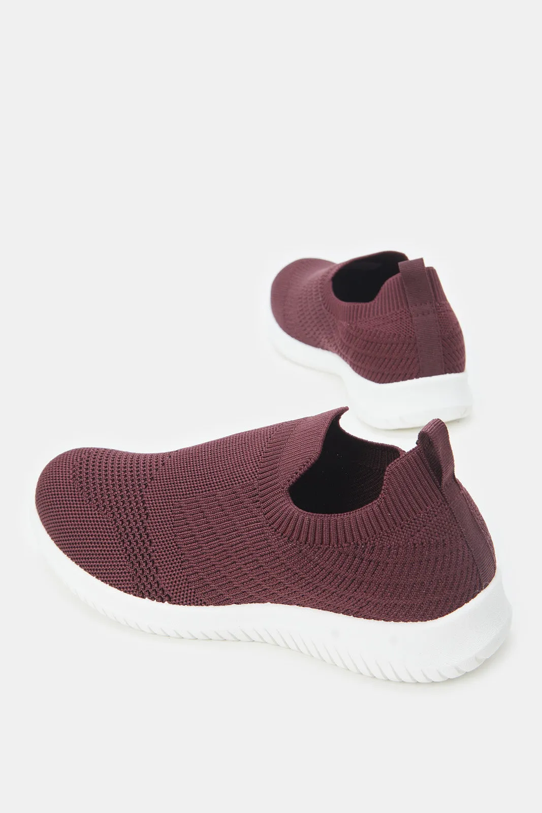 Women Burgundy Slip On Sneakers